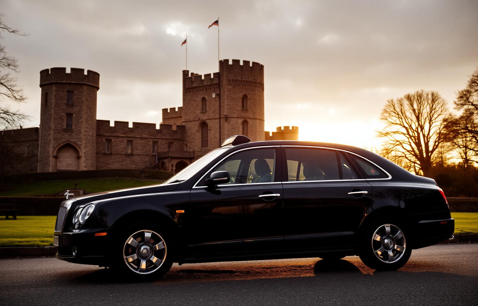 Executive taxi in Hertford at golden hour